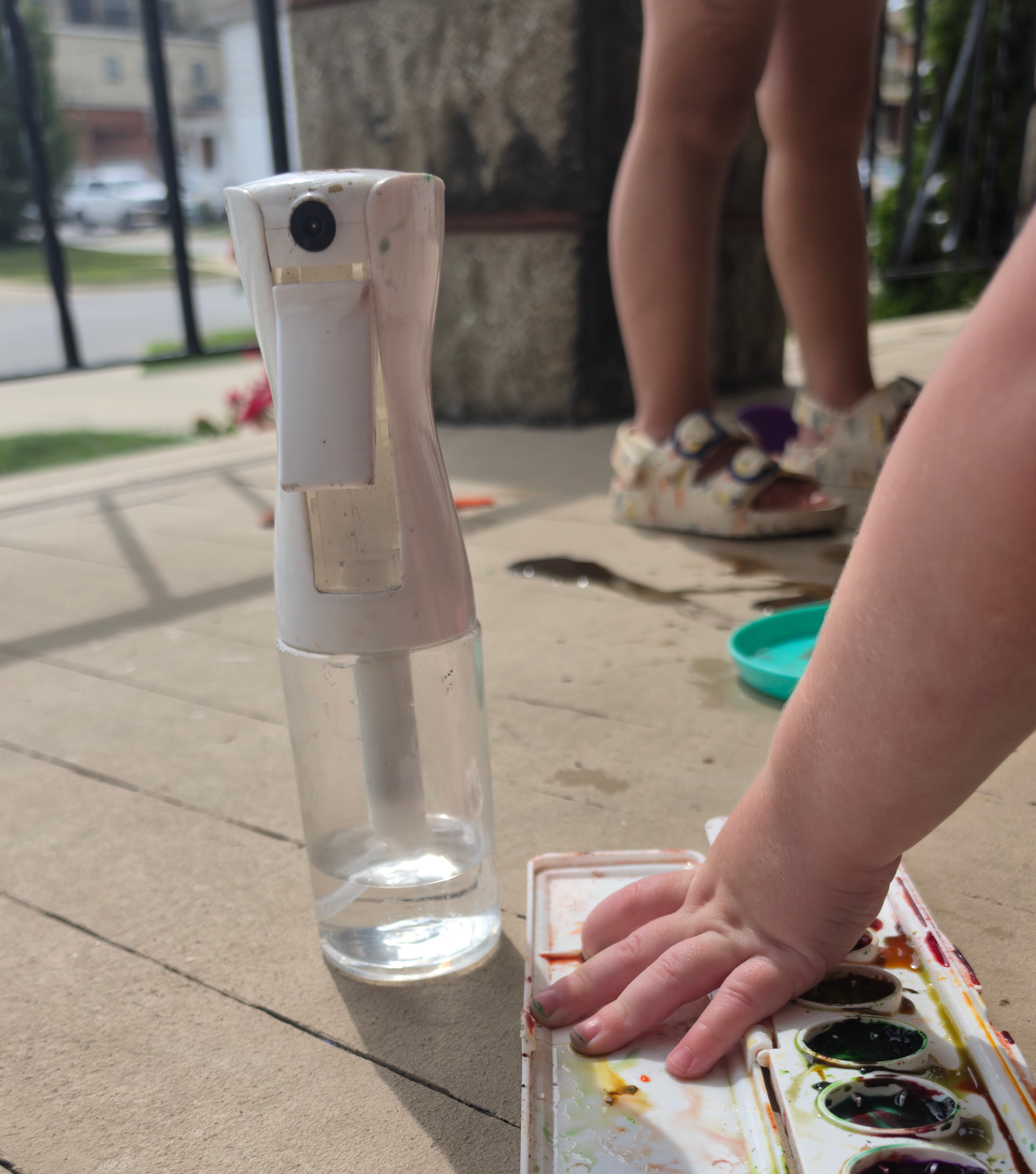 continuous mister bottle with crayola water color paints