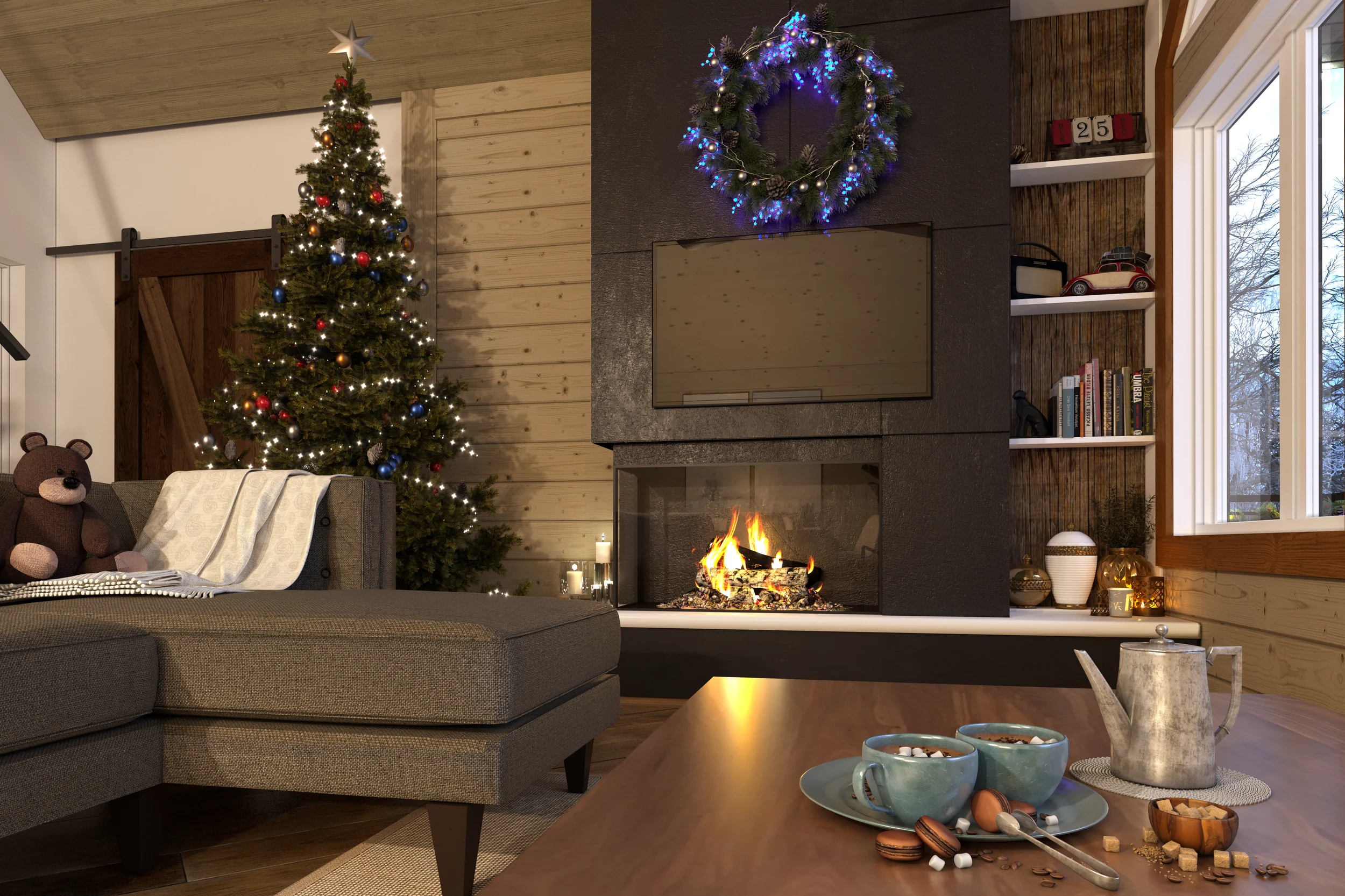 Timber Block interior cozy Christmas