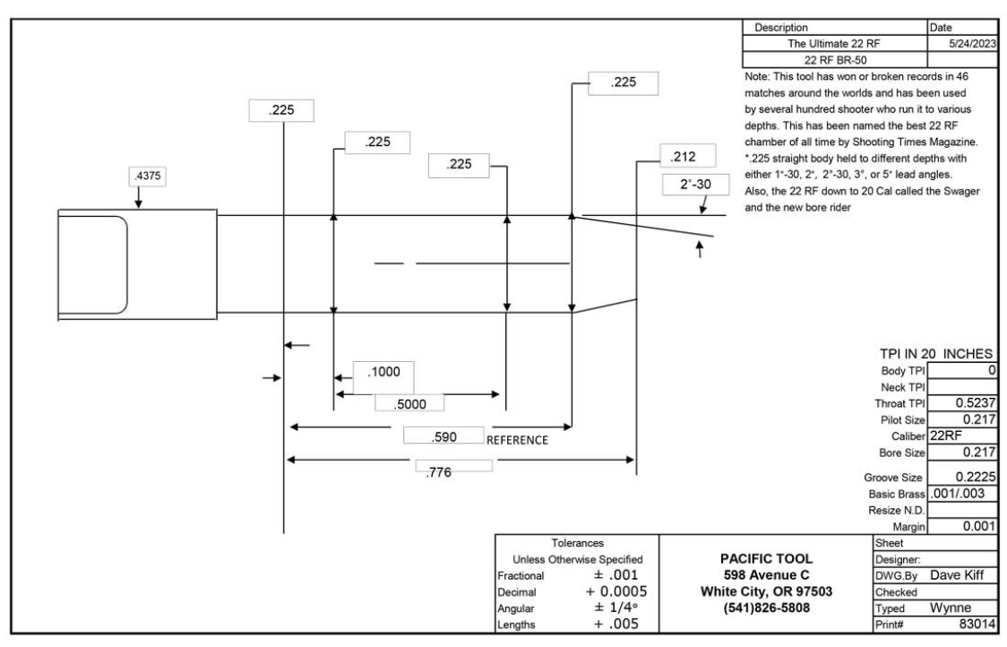 22 RF BR50 Chamber Reamer Finisher