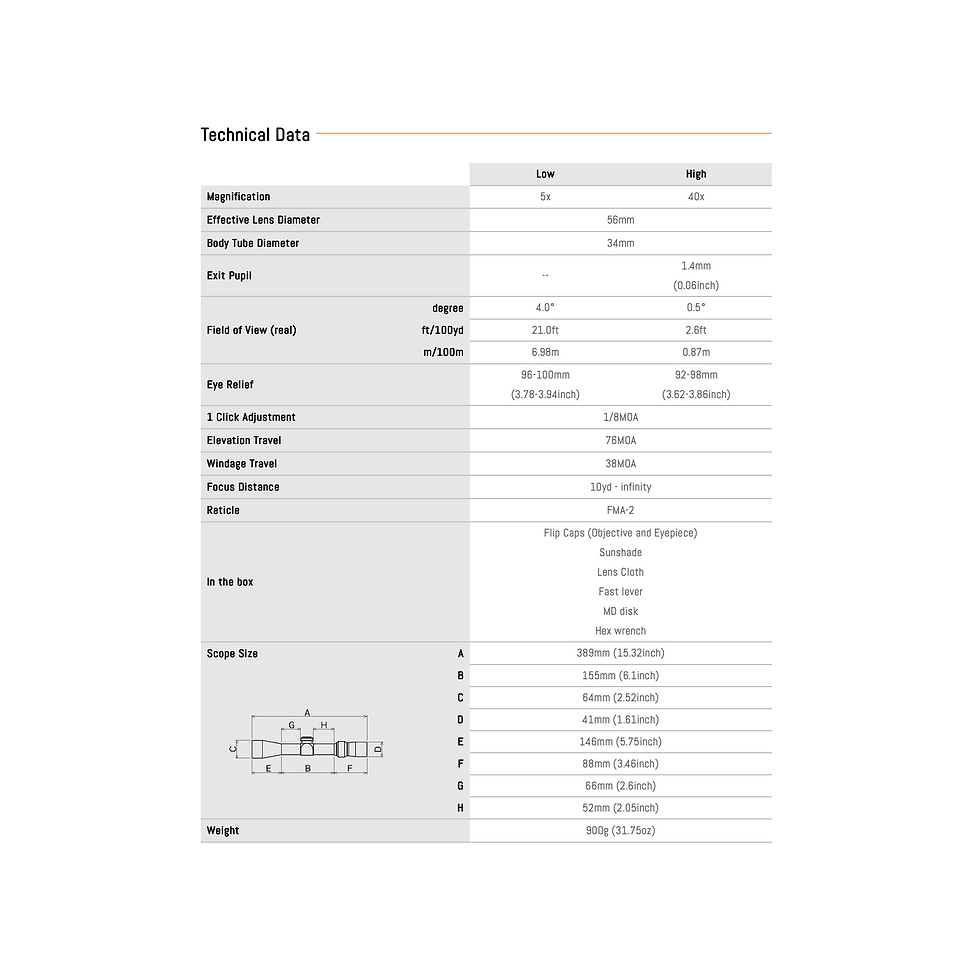 Miniatura: D40V56FMA8-G2 (MOA, Tactical, 1/8MOA adj, Lock, Genll)