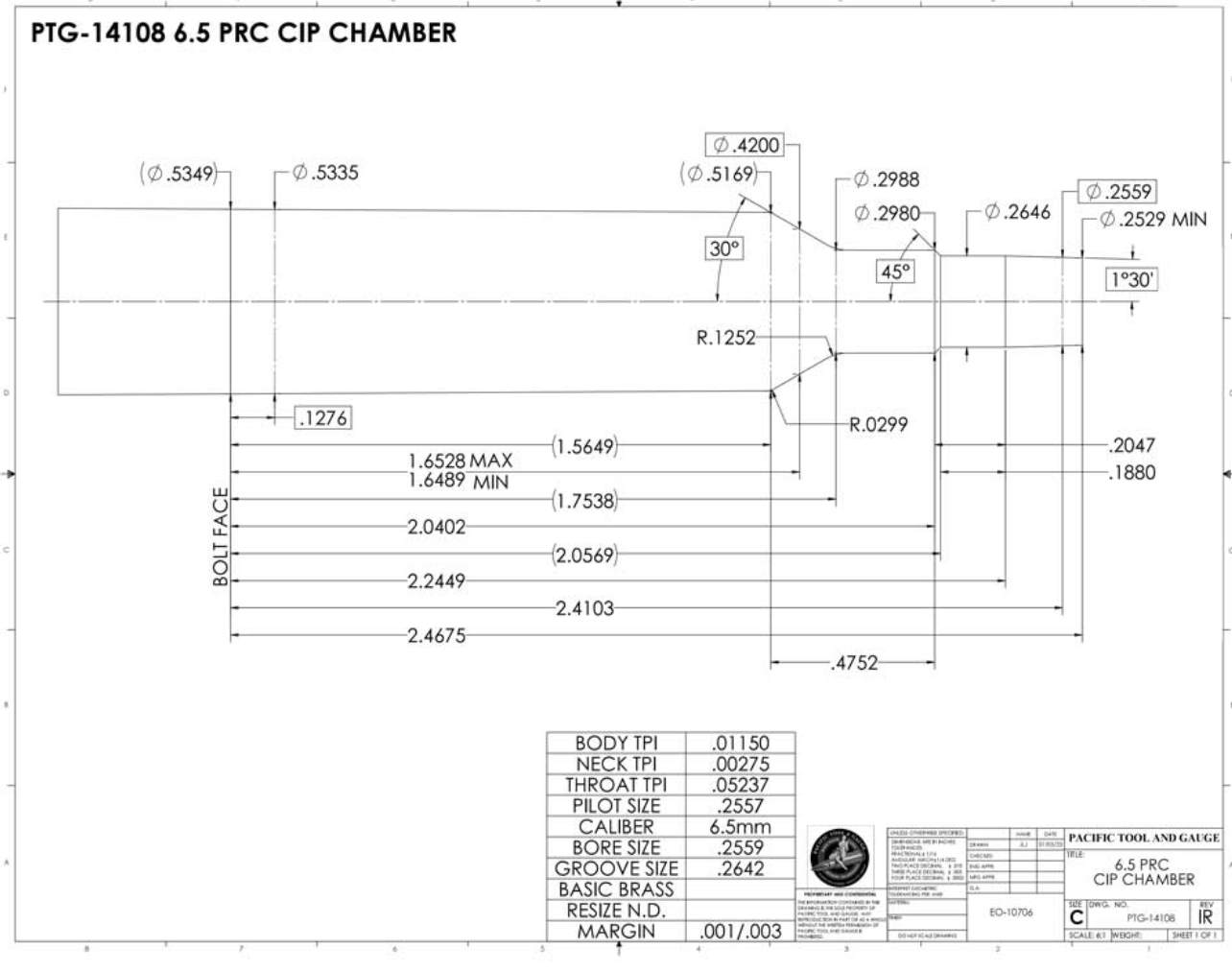 6.5 PRC CIP Chamber Reamer Finisher Premium Pilot w/Screw