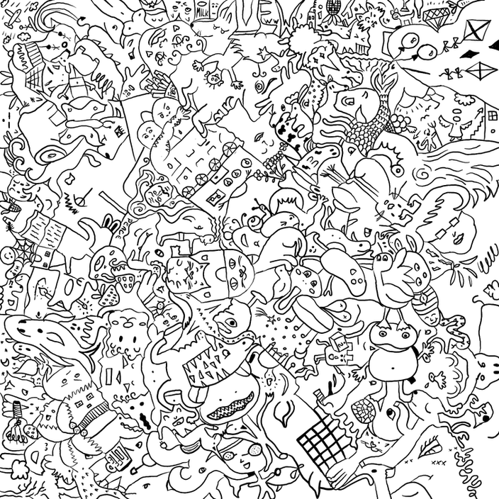 Black and white doodle drawing