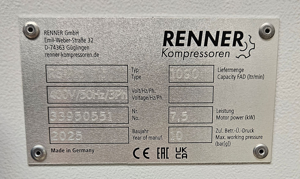 Thumbnail: Renner RS-PRO 7,5 schroefcompressor 7,5 kW 1.090 l/min bouwjaar 2025