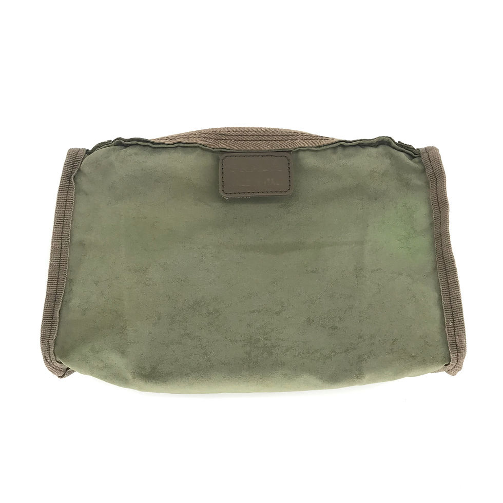 Thumbnail: PRADA Green Cosmetic Pouch Brown Zipper & Leather