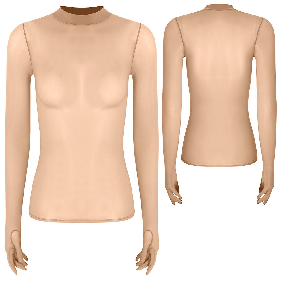 Thumbnail: Womens Glossy See Through Lingerie Gloved Shirts Top Sexy Long Sleeve Slim Fit S