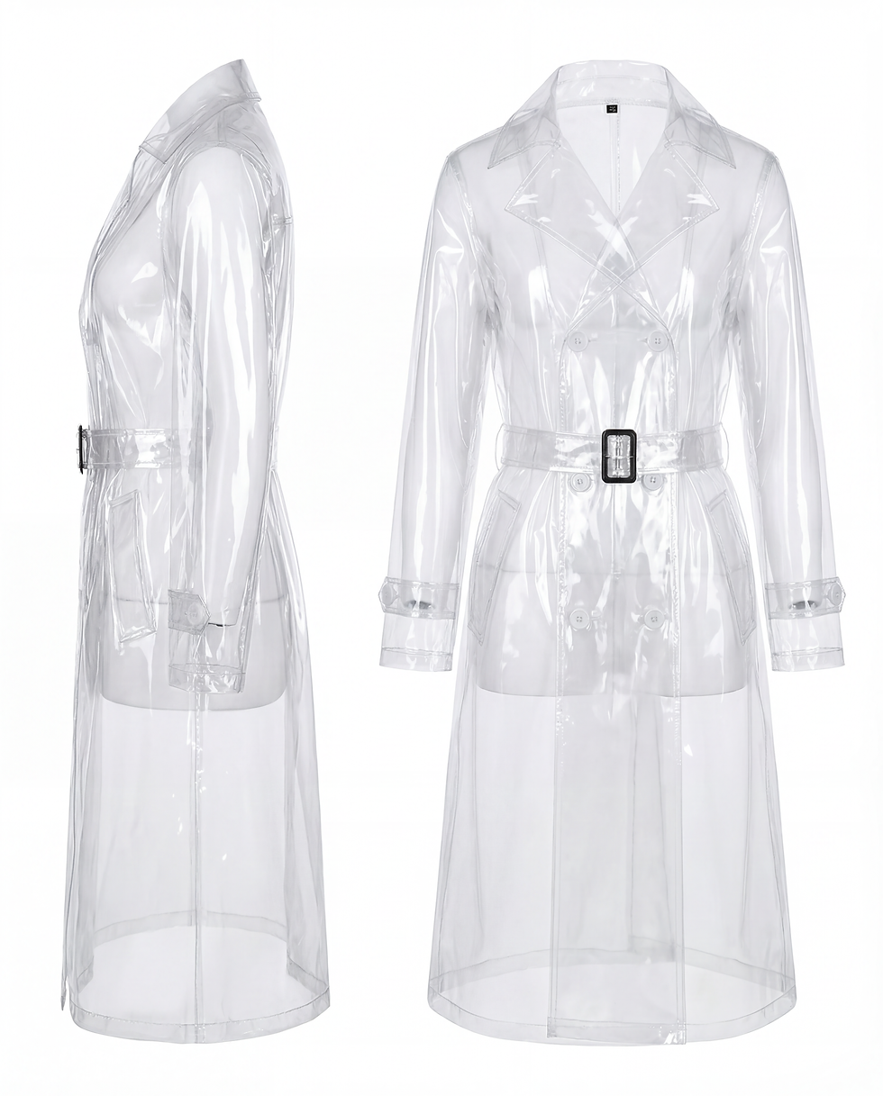 Thumbnail: Mauroicardi  Spring Long See Through PVC Trench Coat Men Belt Double Breasted Lu