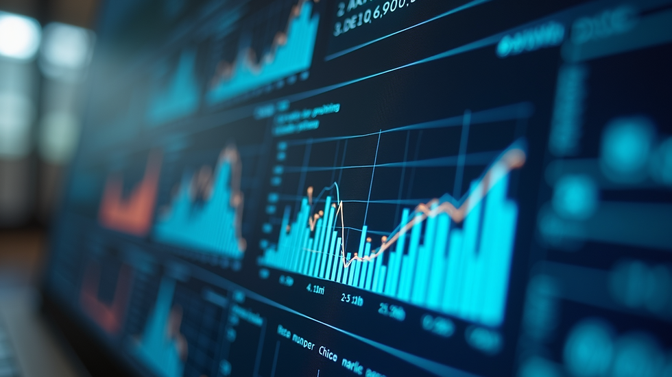 Wide angle view of a data analytics report on a digital display