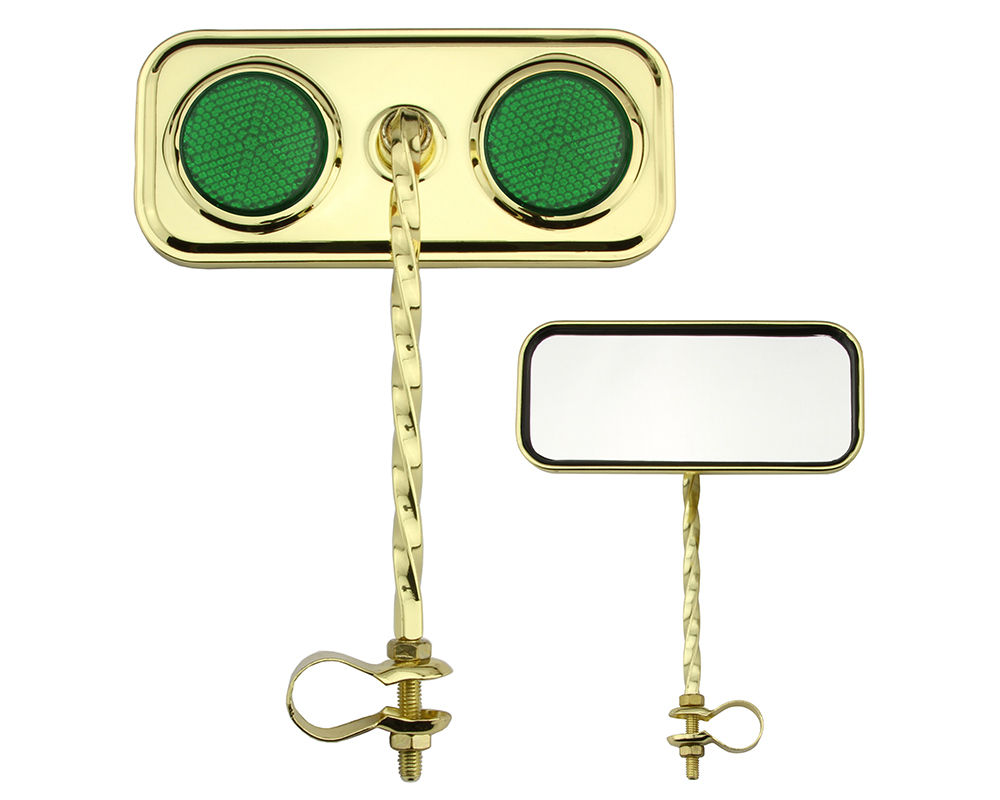 Rectangle Square Twisted Mirror Gold Green Reflectors