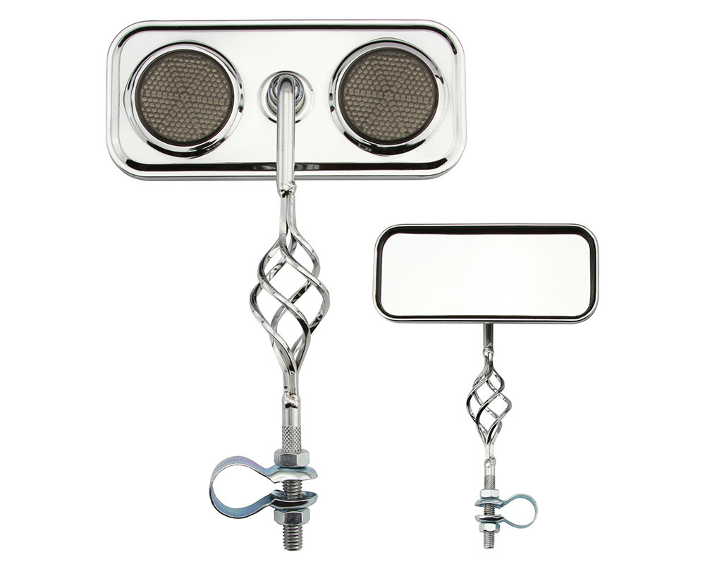 Rectangle Cage Mirror Chrome Black Reflectors