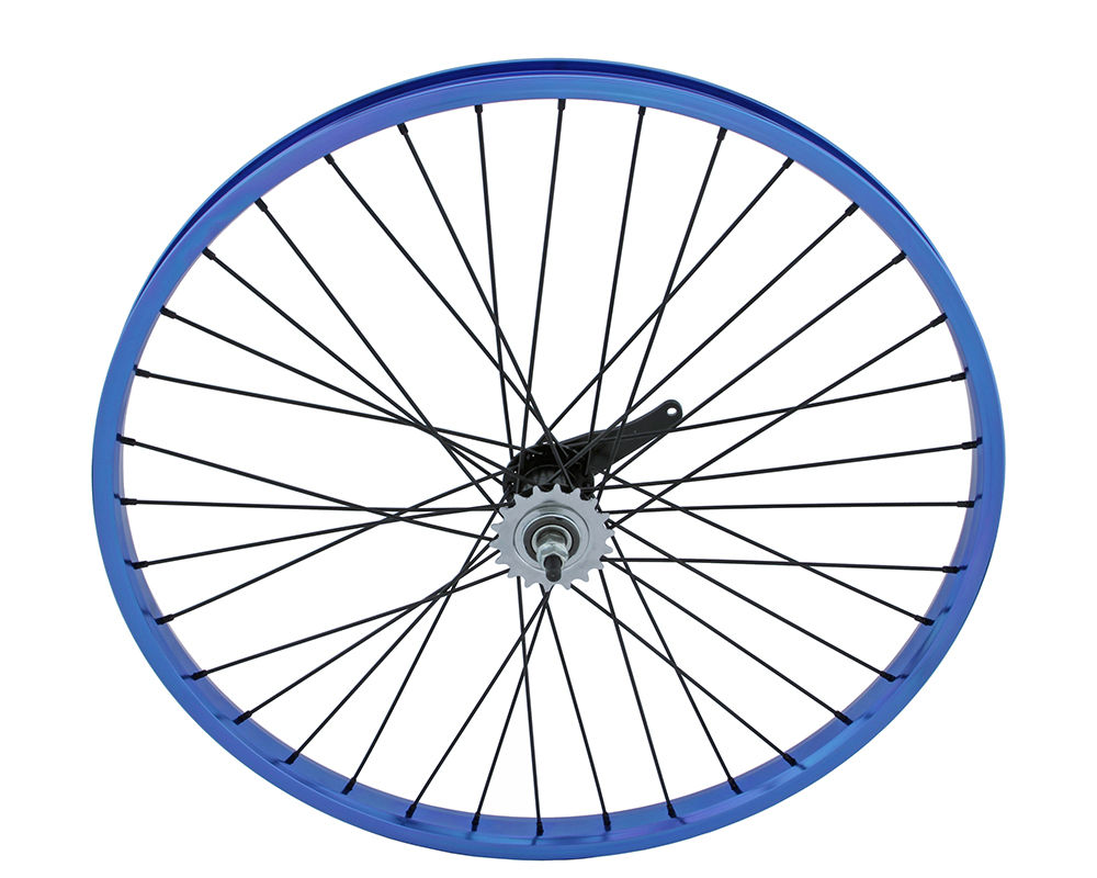 26 x 1.75 Alloy Coaster Wheel 36 Spoke 12gBlack 3/8 Axle Single Wall Blue