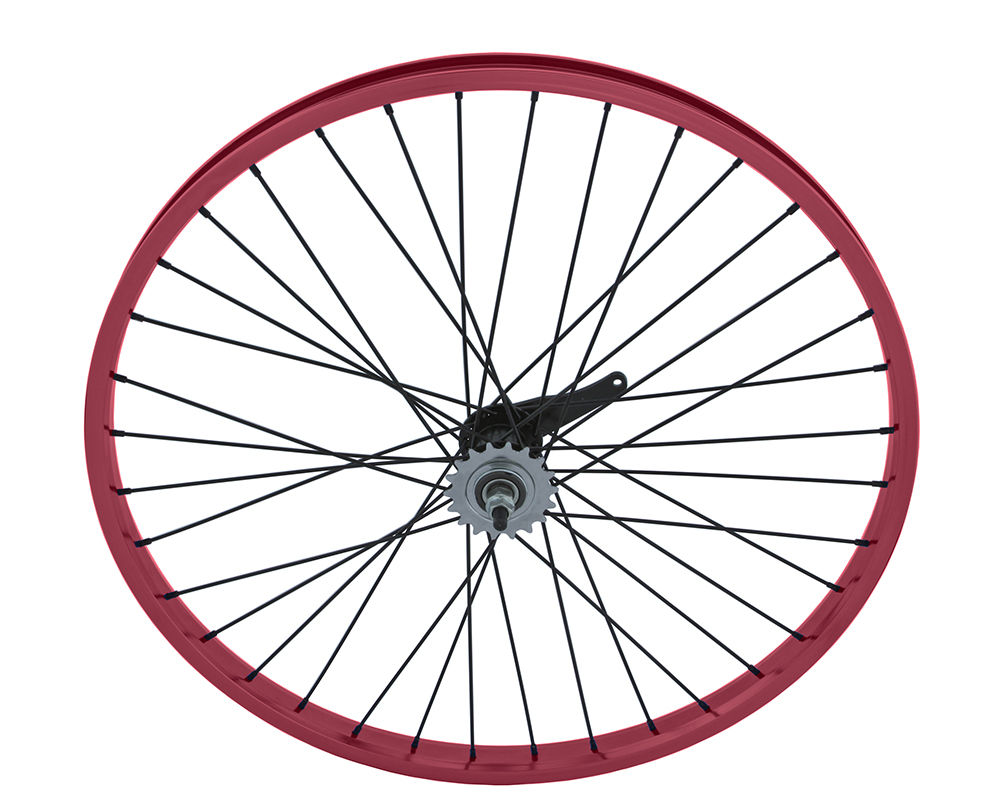 26 x 1.75 Alloy Coaster Wheel 36 Spoke 12gBlack 3/8 Axle Single Wall Red