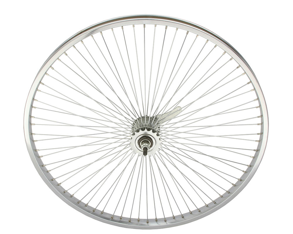 26 Steel Coaster Wheel 72 Spoke 14g Chrome 3/8 Axle Single Wall Chrome