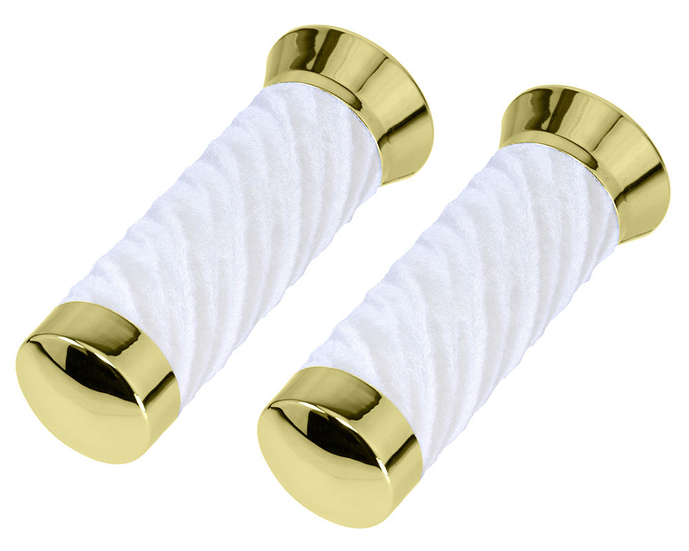 Custom Swirl Velour Grips 7/8 long 130mm - Gold/White