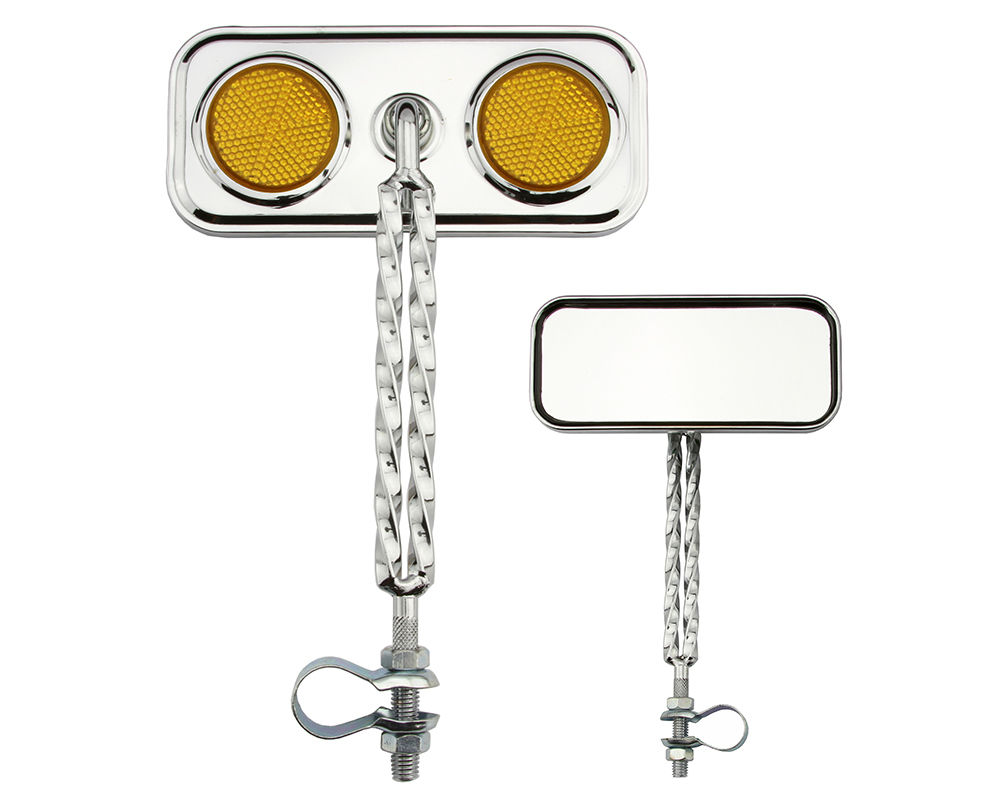 Rectangle Double Square Twisted Mirror Chrome Amber Reflectors