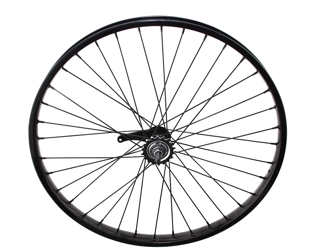 26 x 2.125 Steel Coaster Wheel 36 Spoke 12gBlack 3/8 Axle Single Wall Black