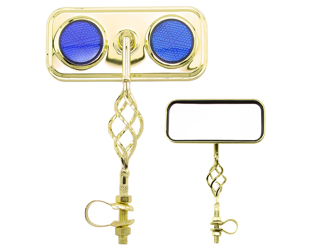 Rectangle Cage Mirror Gold Blue Reflectors