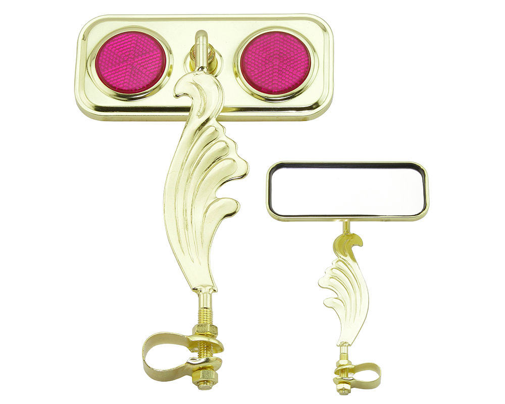 Rectangle Wing Mirror Gold Left Purple Reflectors