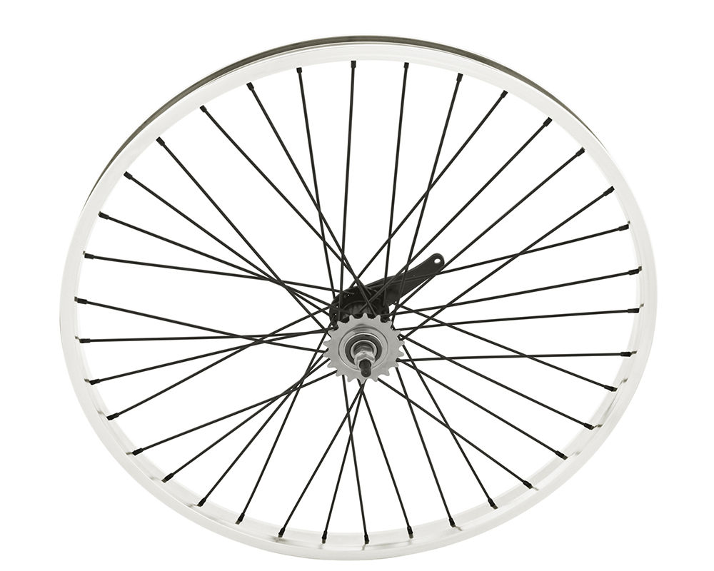 26 x 1.75 Alloy Coaster Wheel 36 Spoke 12gBlack 3/8 Axle Single Wall White