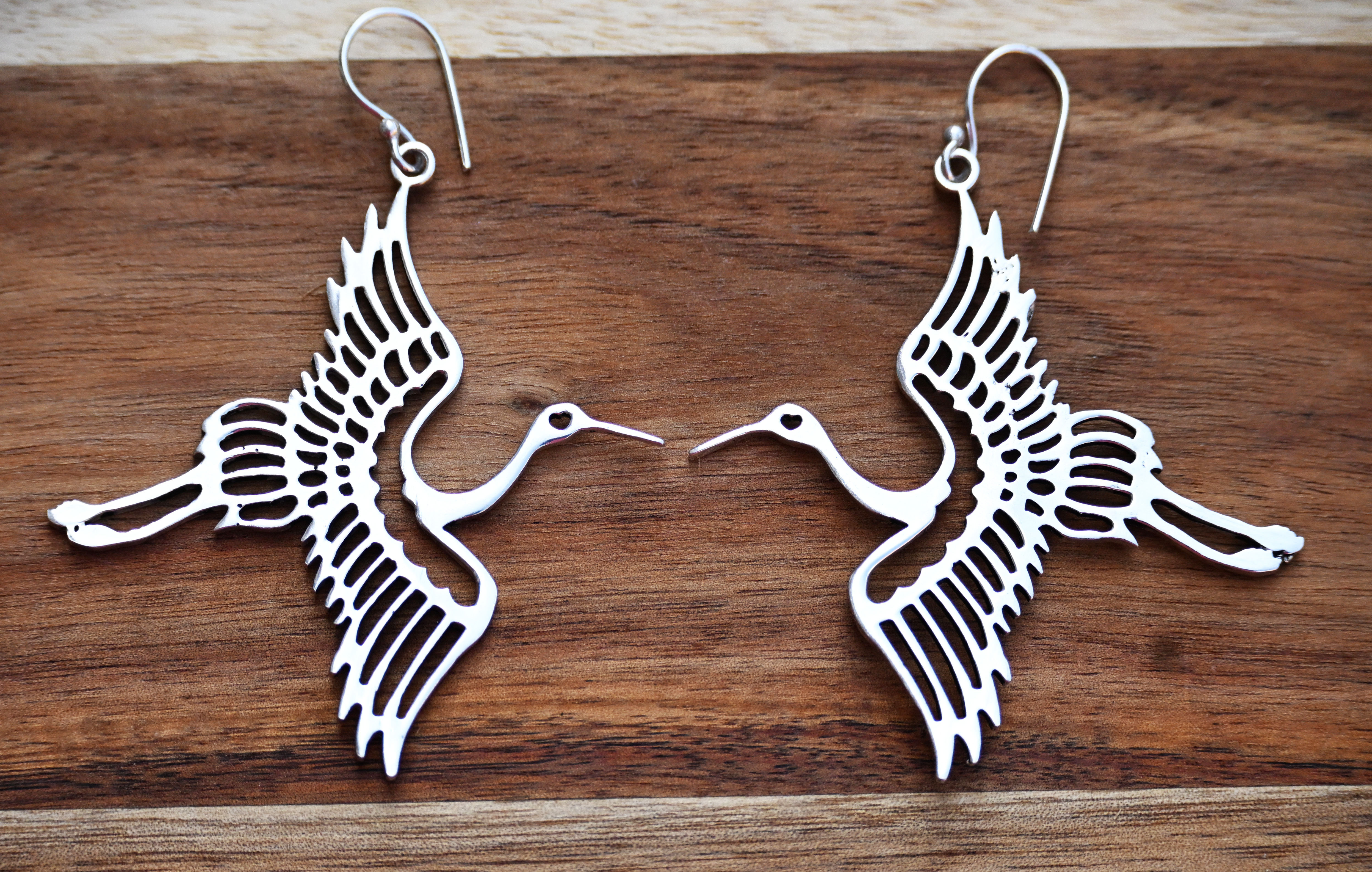 Silver Plated Crane Earrings