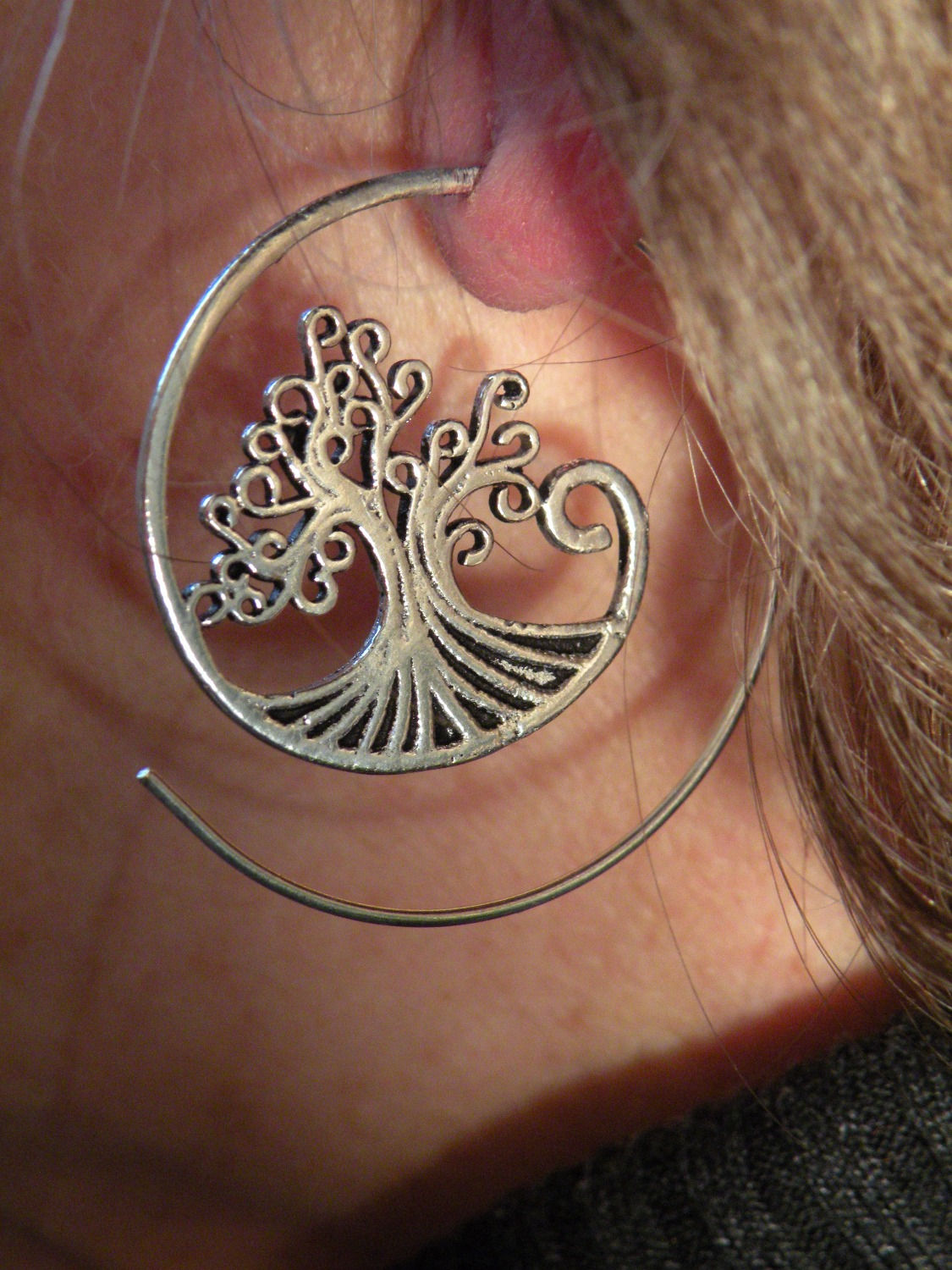 "Tree Of Life" (Silver Plated) Spiral Earrings