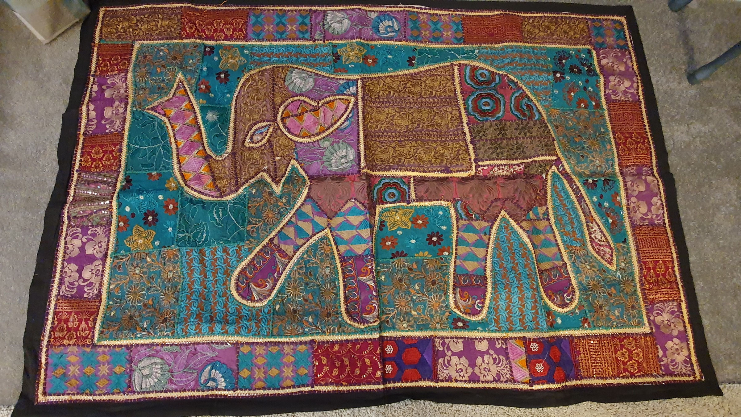 Turquoise and Purple Elephant wall art (Small)