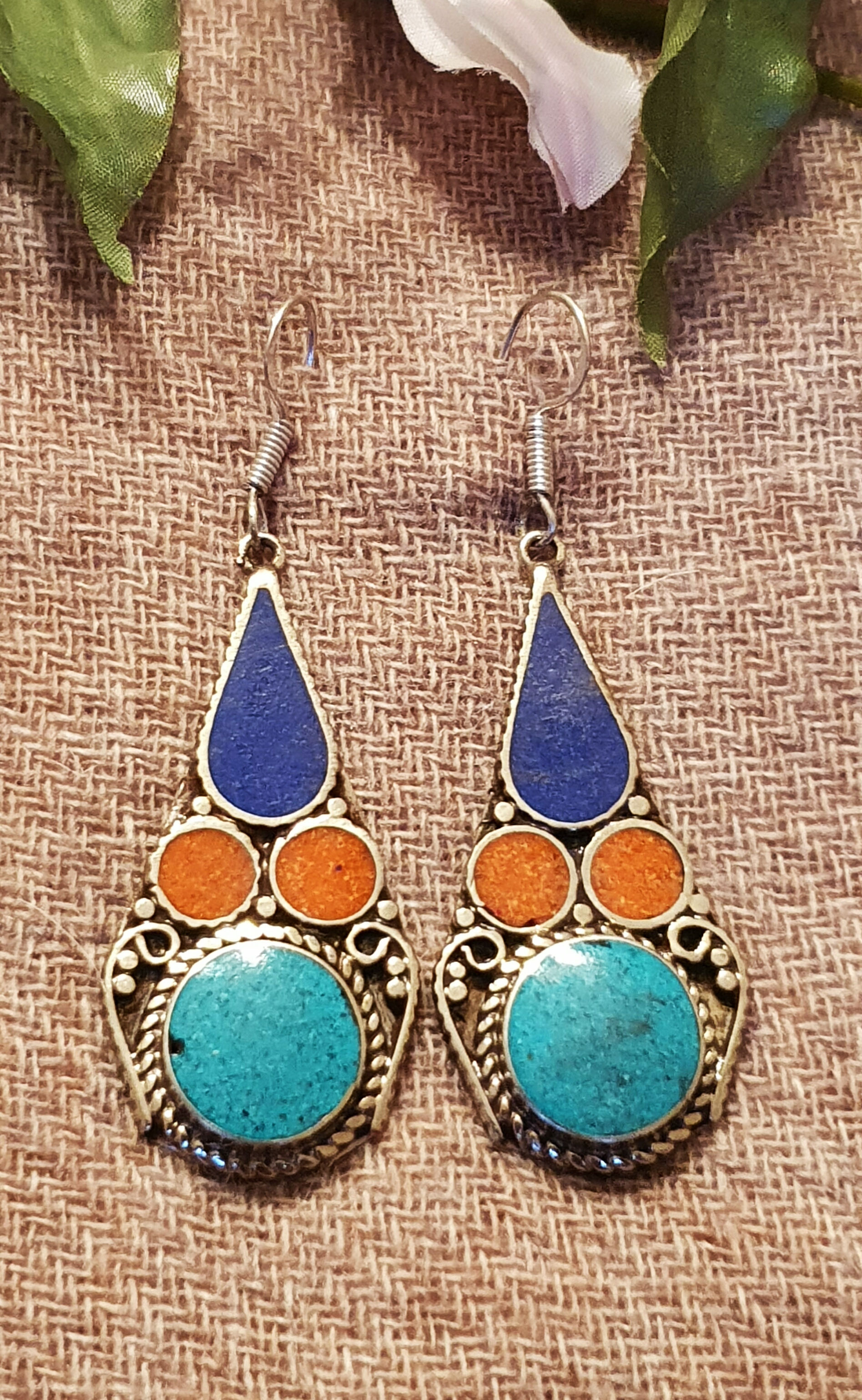 Maha Tibetan Earrings (Silver Plated)