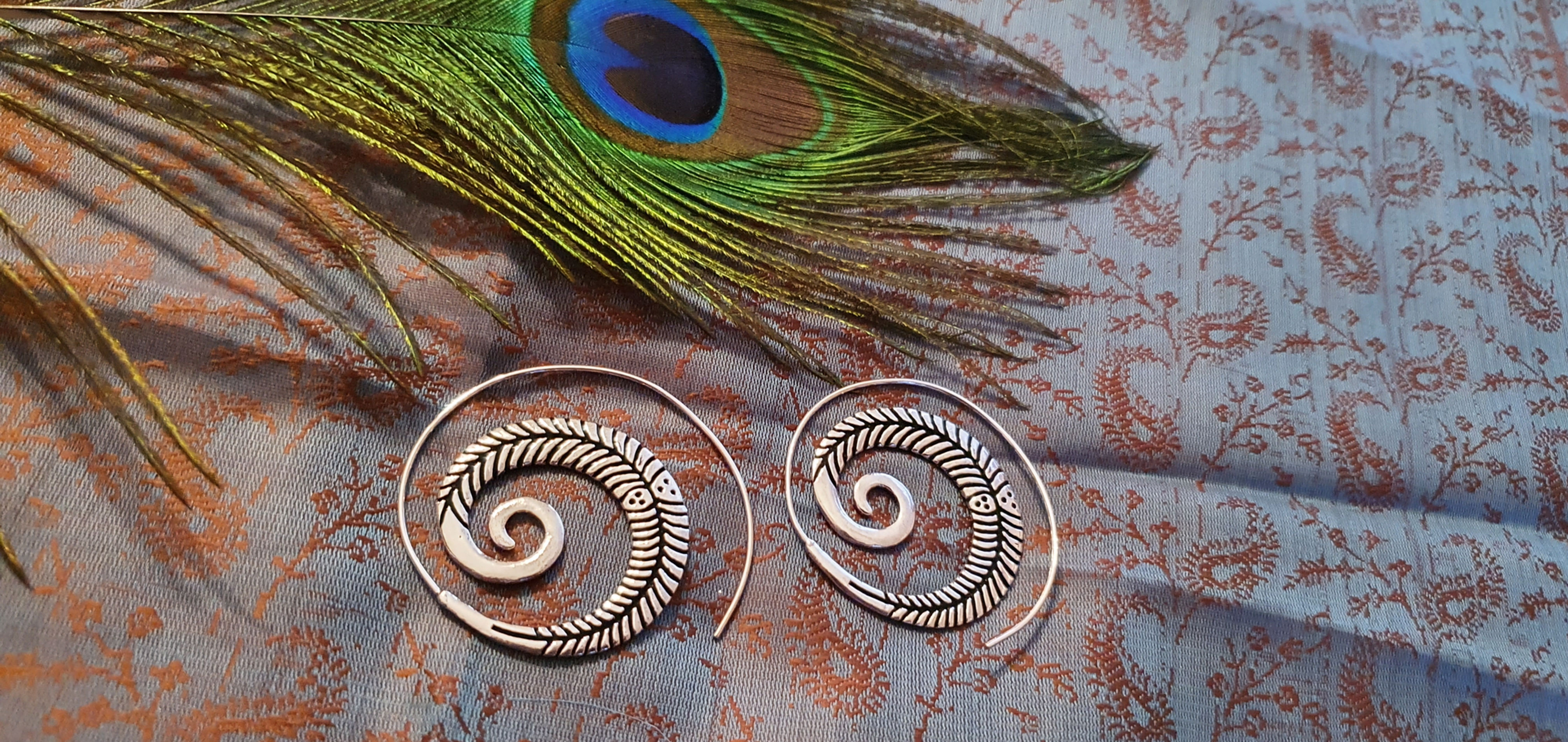 Large Spiral Earrings (Silver Plated)