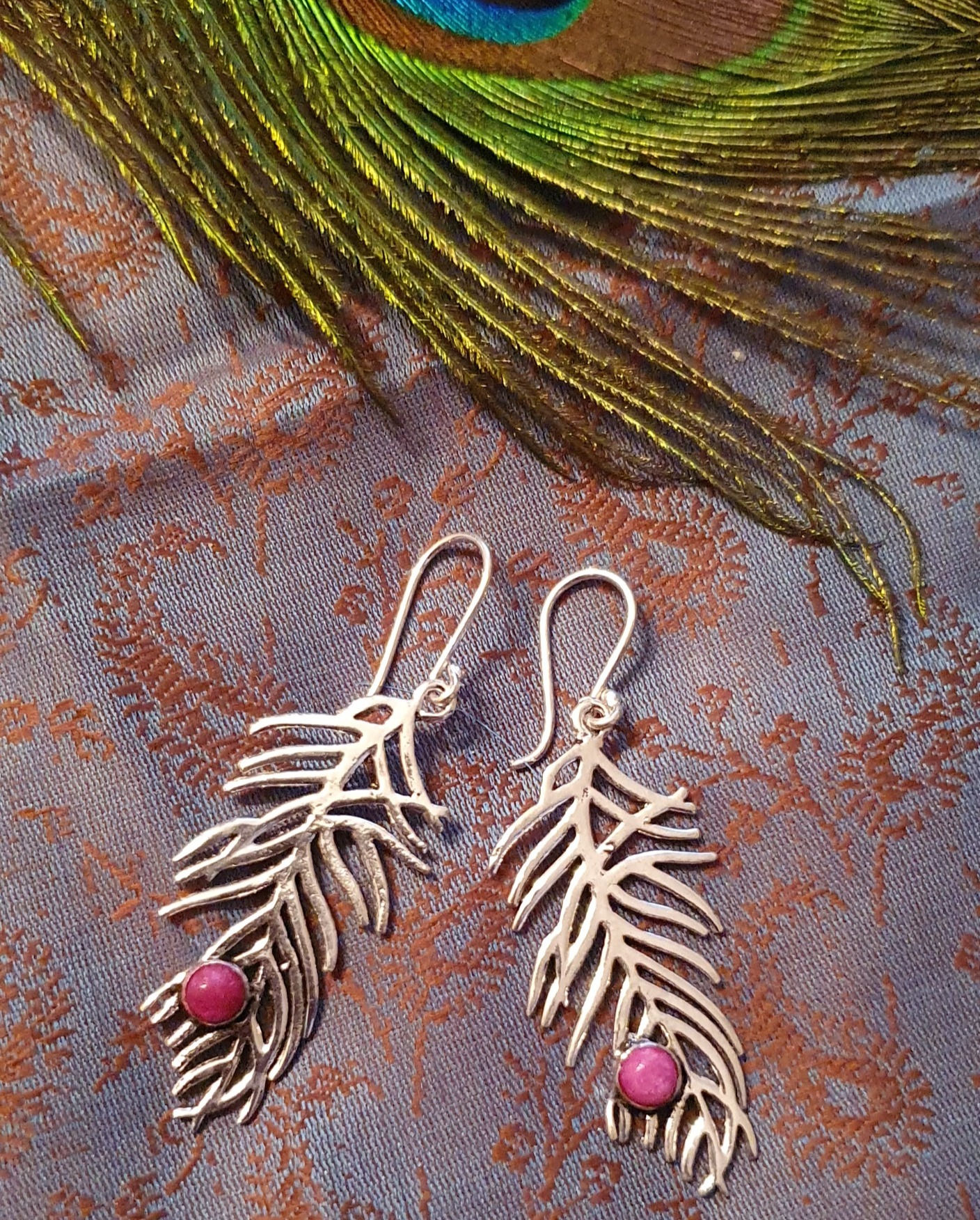 Peacock Feather Design(Silver Plated)