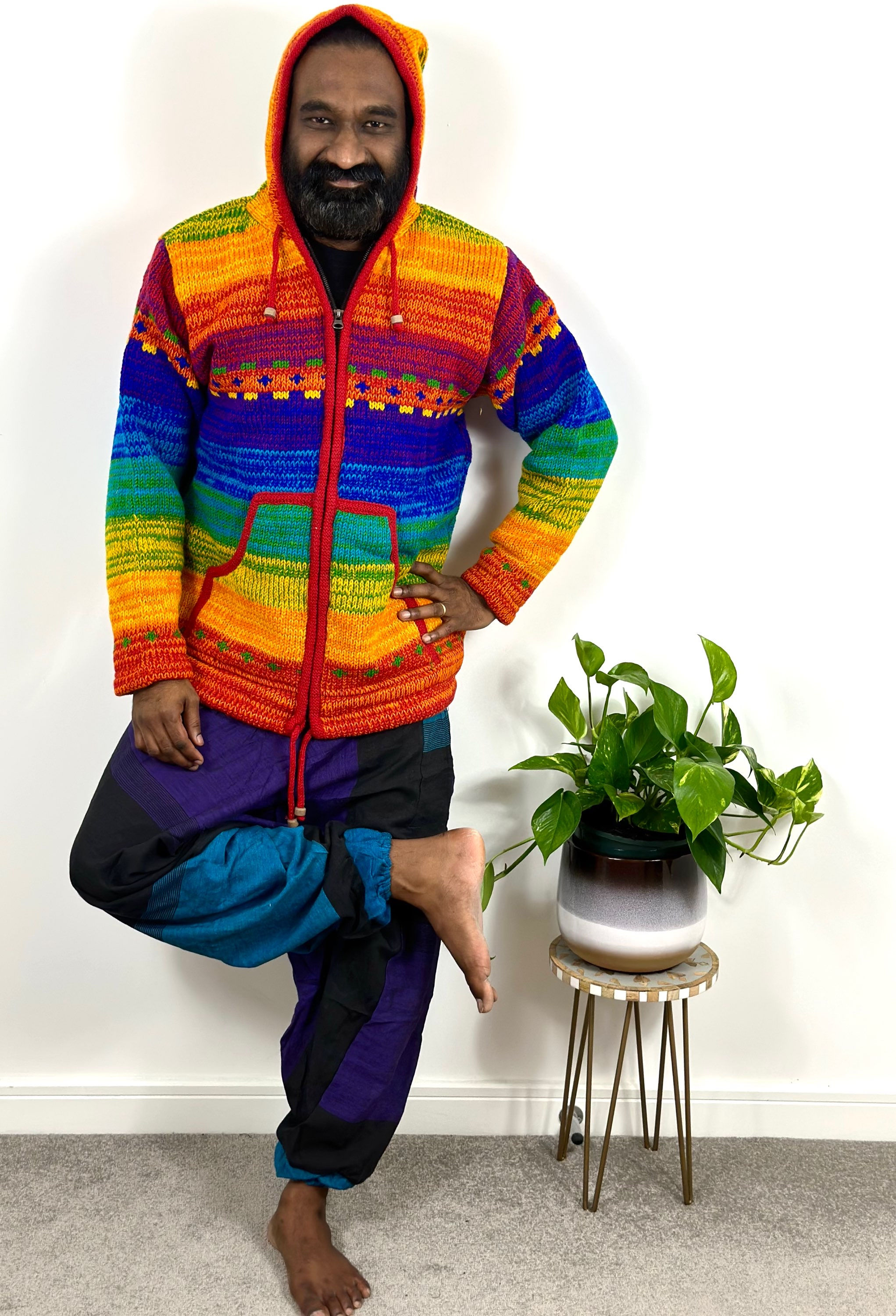 Himalayan Wool Hand Knitted Rainbow Jacket