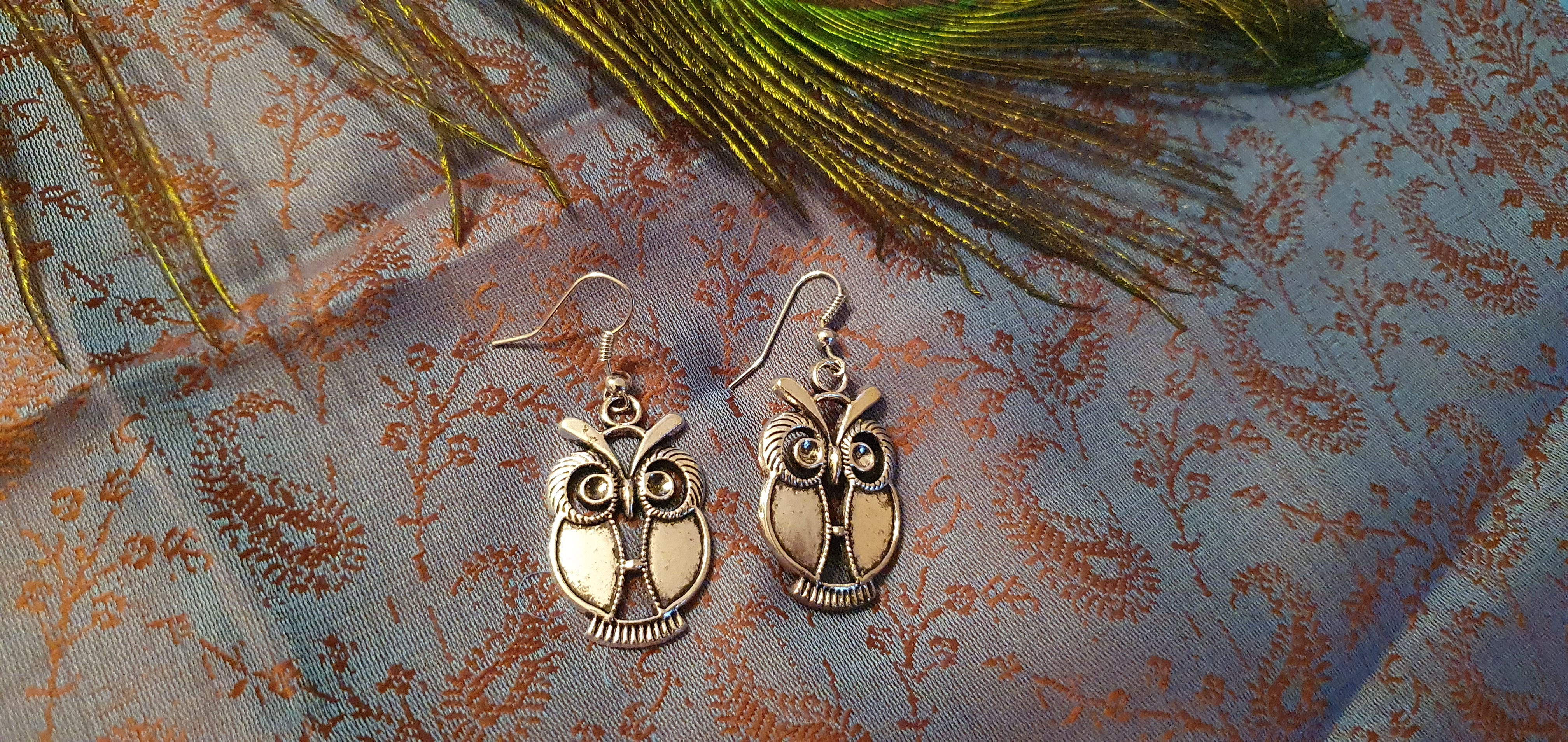 Owl Design Earrings(Silver Plated)