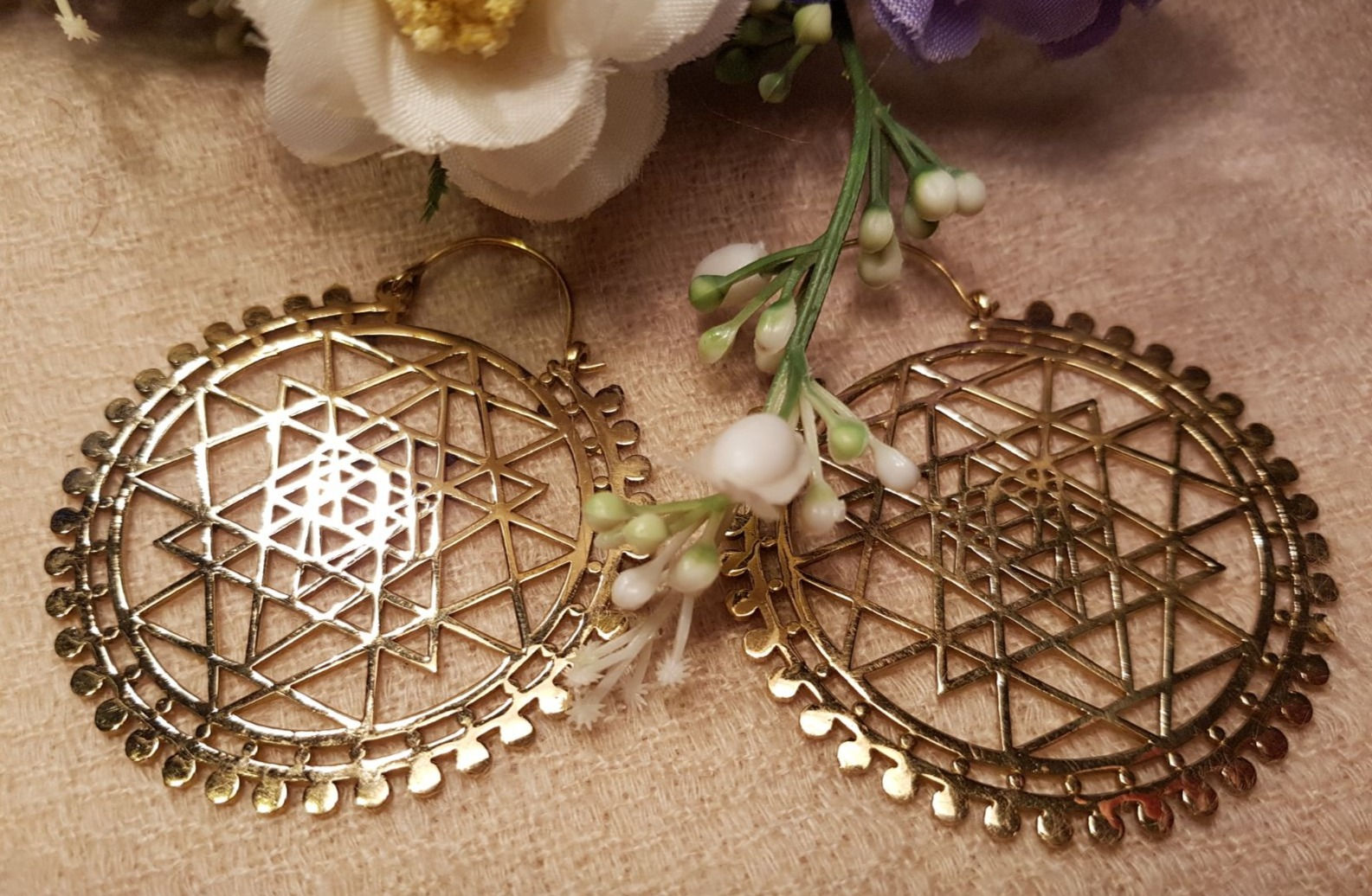 Shree Yantra Large Earring (Brass)
