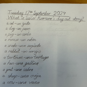 Y3/4 The names of animals in Spanish