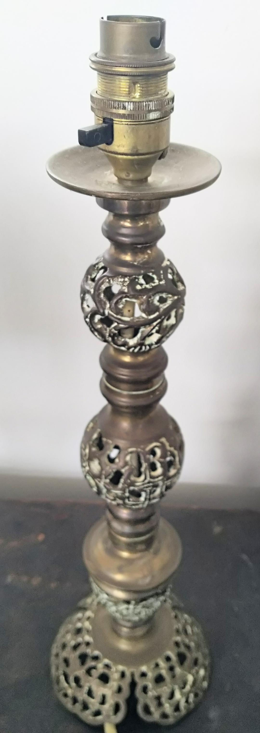 French Fretworked Brass Lamp Base