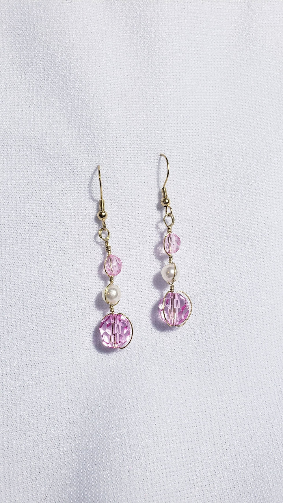 Thumbnail: Pink and Pearl Drop Earrings