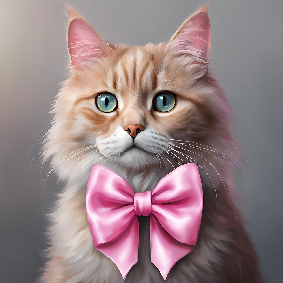 gata laço rosa