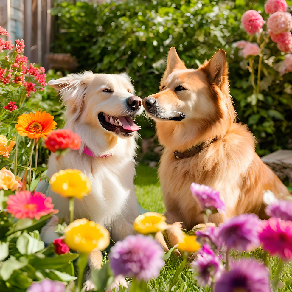 cães e flores