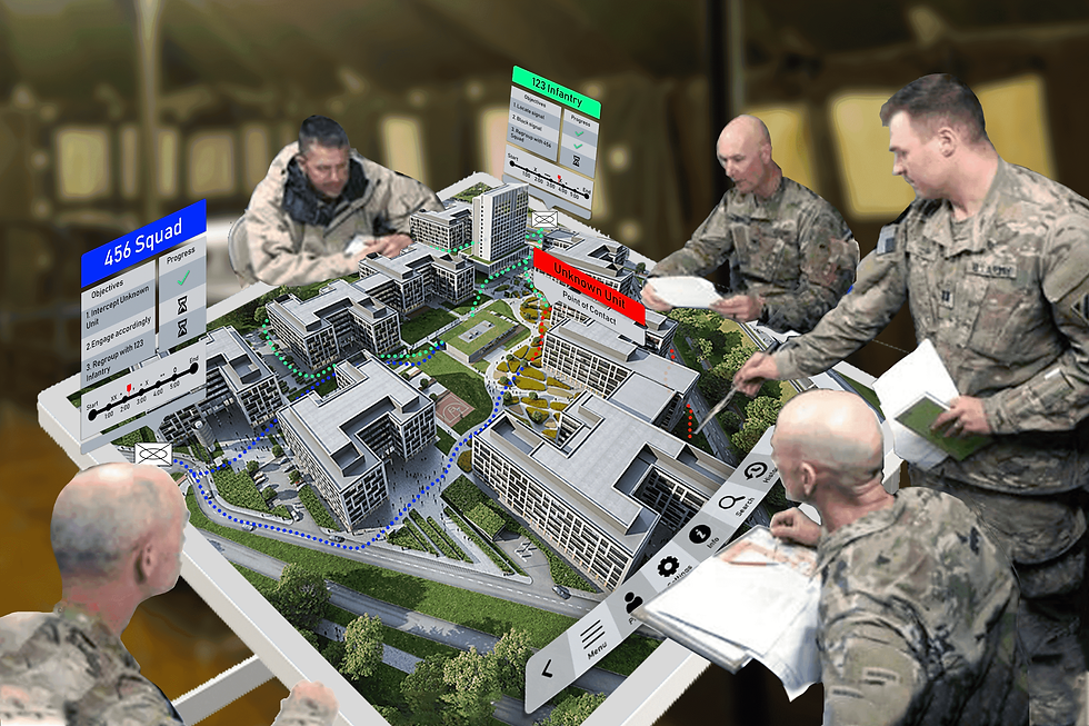 Virtual map of a campus on a table