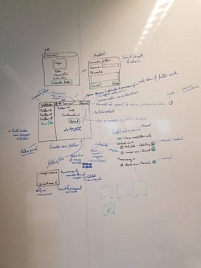 A whiteboard depicting some hand drawn interface elements
