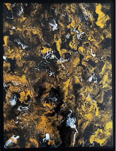 oeuvre originale sur toile Anais LF abstract painting doré or peinture art abstrait contemporain peinture dorée