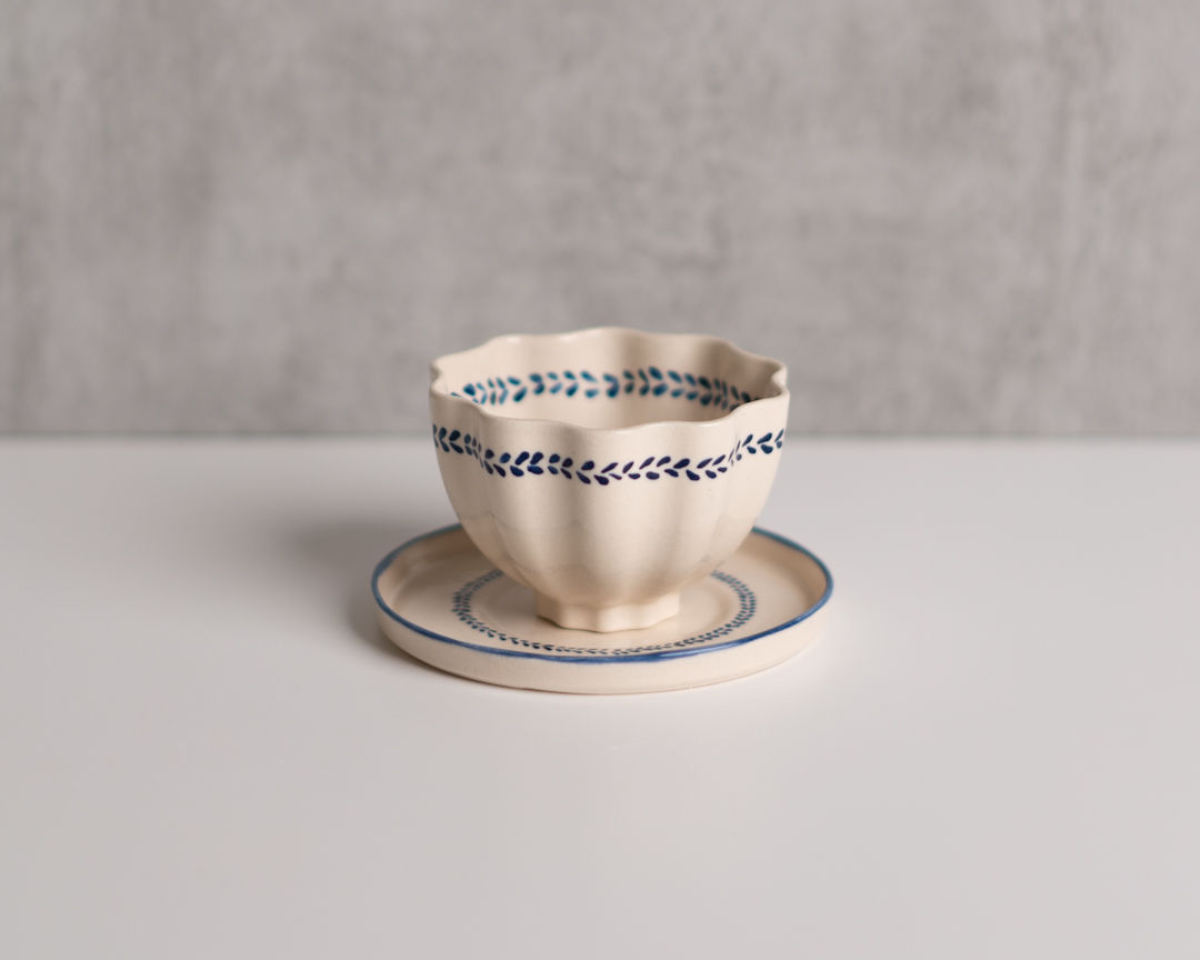 Azul Serisi Seramik Bardak & Tabağı