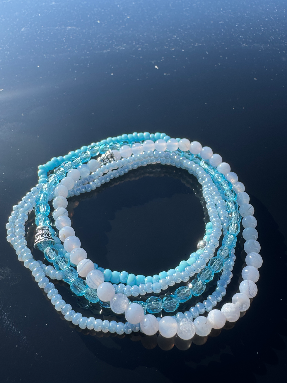 Miniature : bracelet 4 en 1 calcédoine 🩵 paix