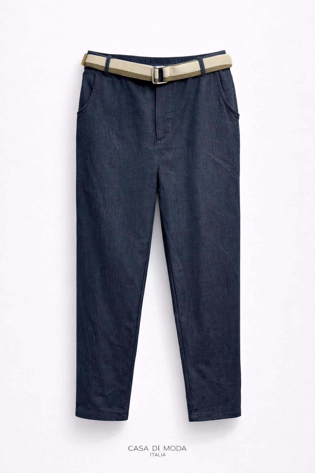 Straight Leg Pants with Belt Jeans