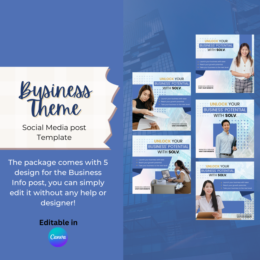 Business Marketing Material Canva Template - Blue