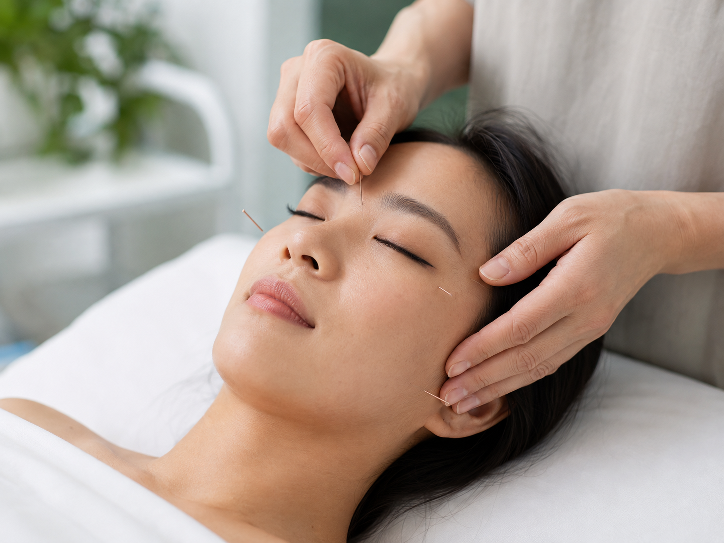 Facial acupuncture consultation at Olive3 TCM