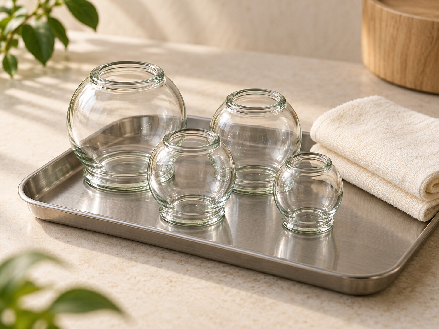 Illustrative cupping equipment — no treatment demonstration