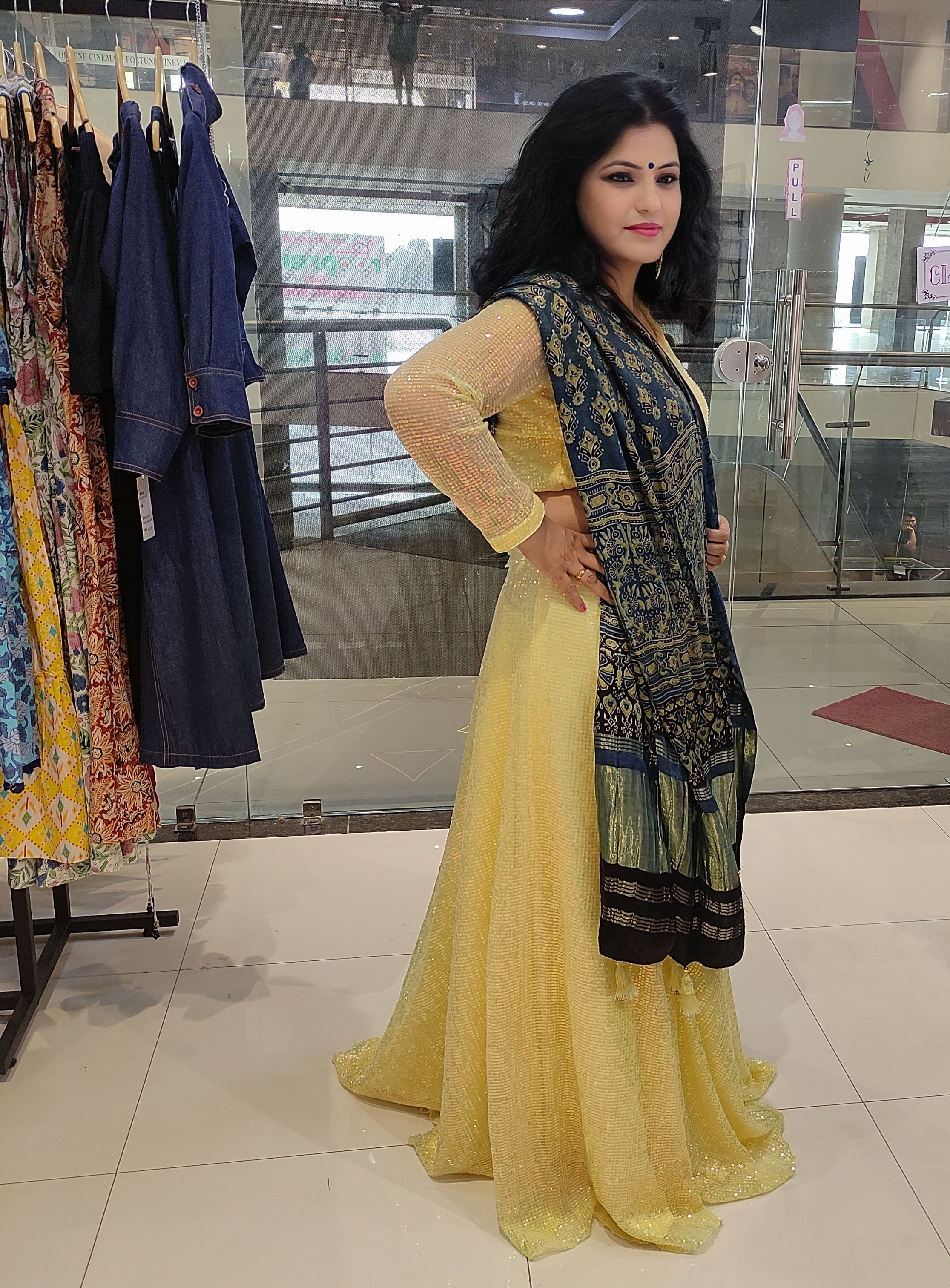 Lehenga -Yellow Sequined  Lehenga  Set
