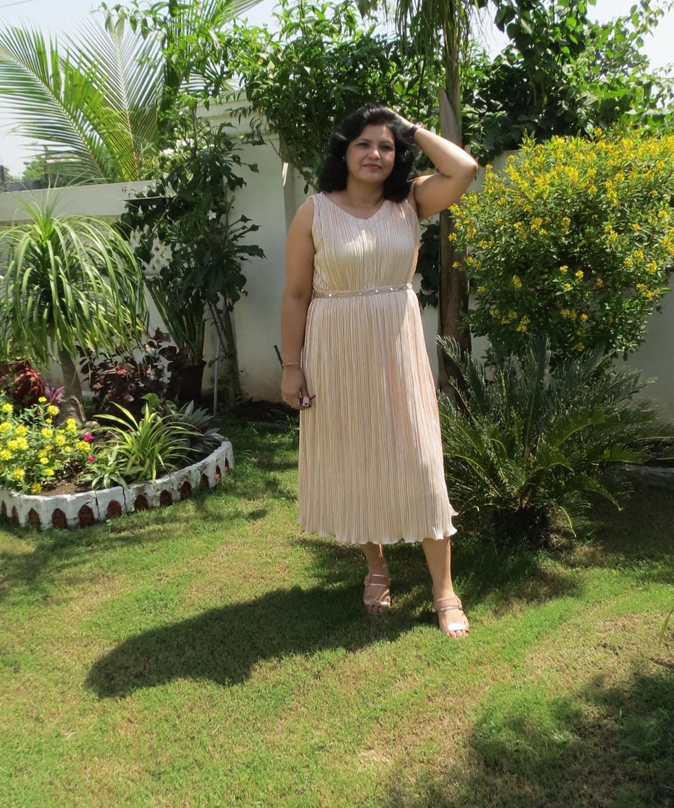 Calf Length Pleated Dress peach