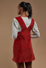 Robe tablier JANIG - Velours côtelé - Fraise