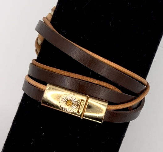 Miniature : Bracelet Multirangs "Murmures de la Terre" en Cuir & Jaspe