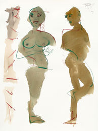 Jatin Das Watercolour Wet Couple 2009